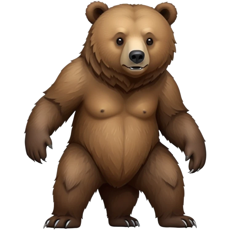 Realistic grizzly bear on four legs with natural fur texture, minimalist design emoji