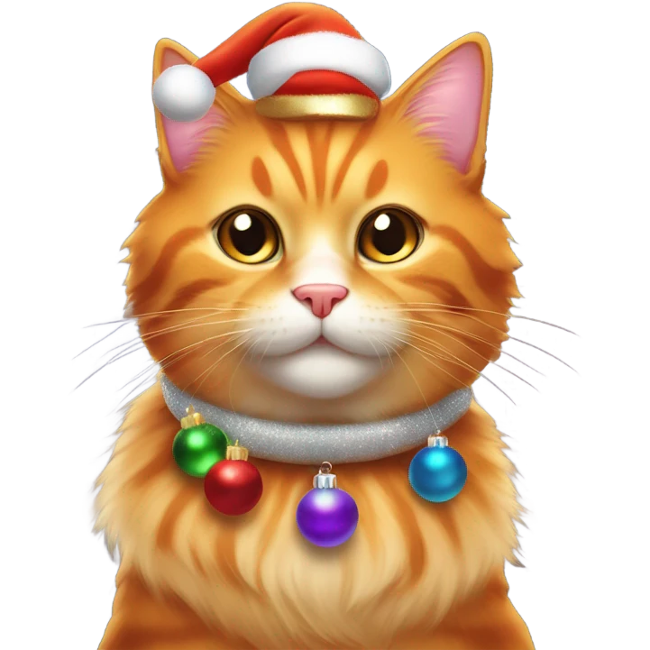 Christmas decorated orange cat emoji