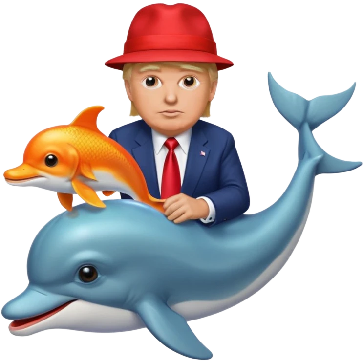 trump at walmart while riding a dolphin and eating goldfish  emoji