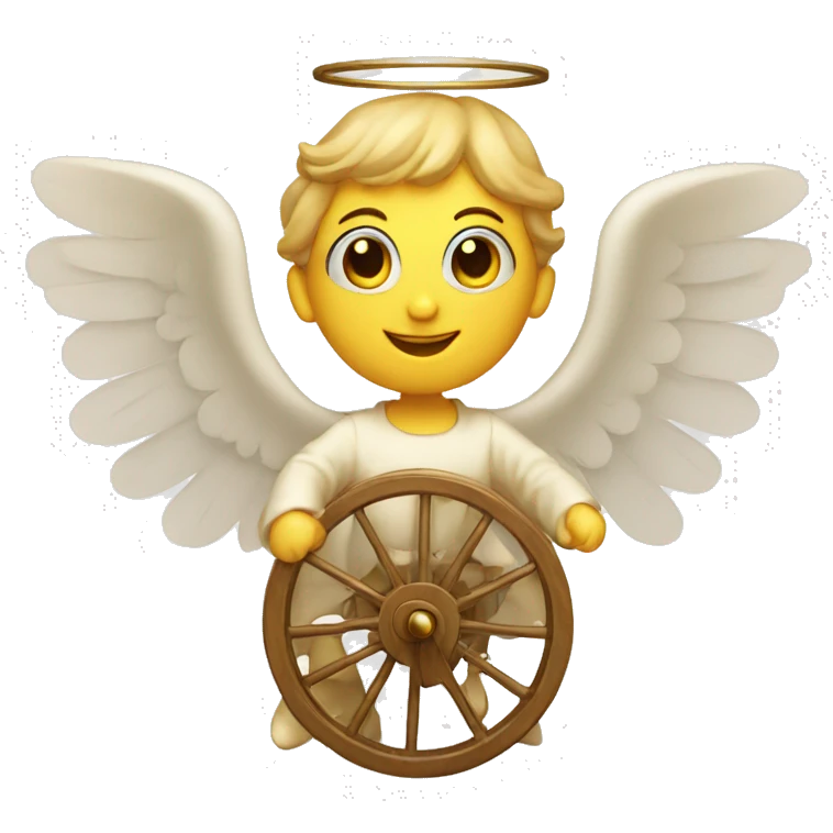 angel with six wings and dozens of eyes, spinning wheel emoji