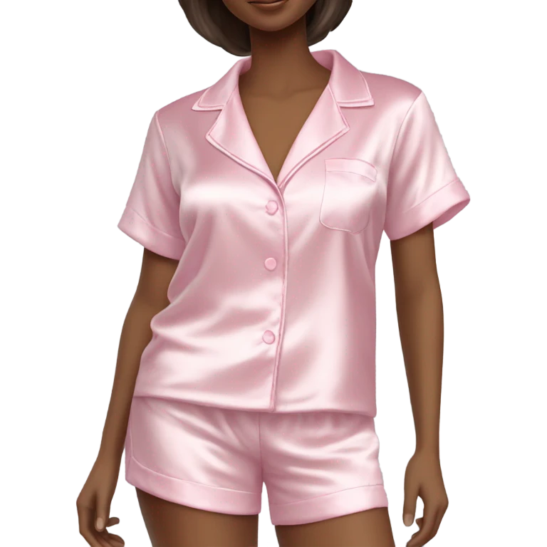 satin light pink short pjs emoji