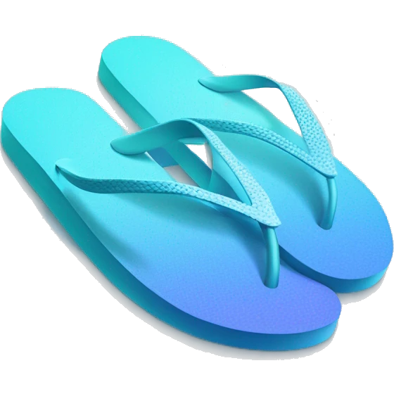 Realistic light blue gradient pair of summer flip flops isolated. emoji