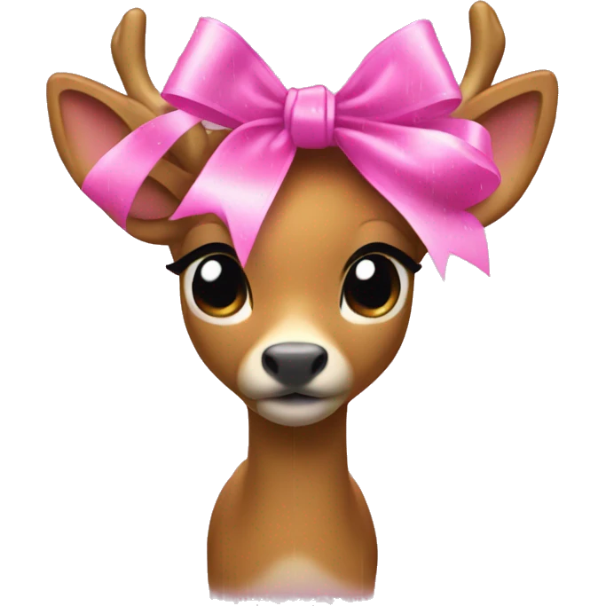 Pink bow in rain deer  emoji