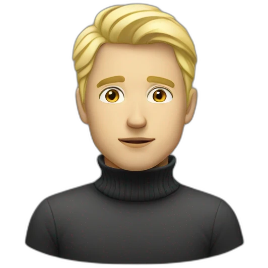 thoughtful blonde guy in a turtleneck emoji