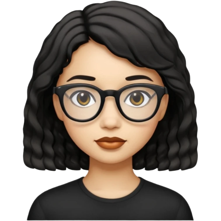 niña con pelo ondulado corto pero no tan corto color negro y lentes negros emoji