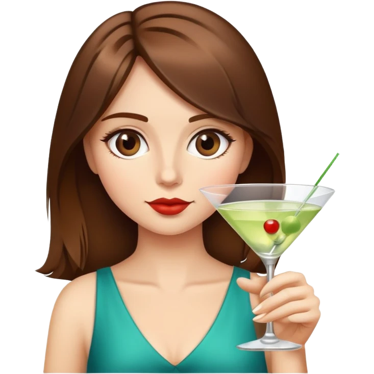 Girl with brown hair drinking a martini emoji