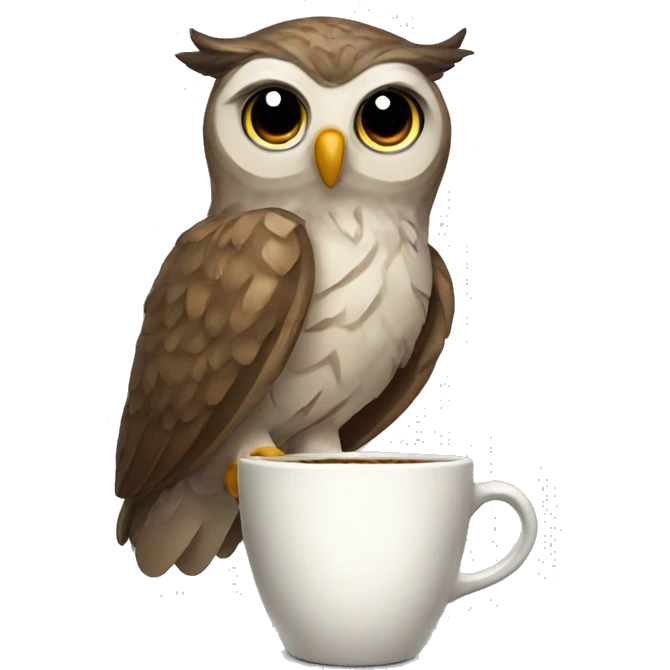 Owl with a little cup emoji