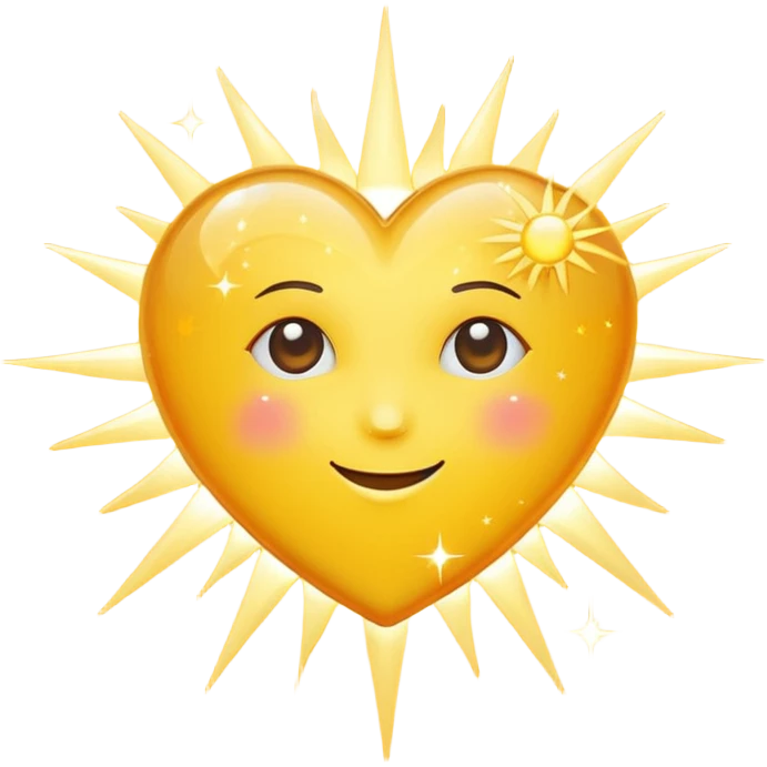 yellow heart with a sun and sparkles emoji
