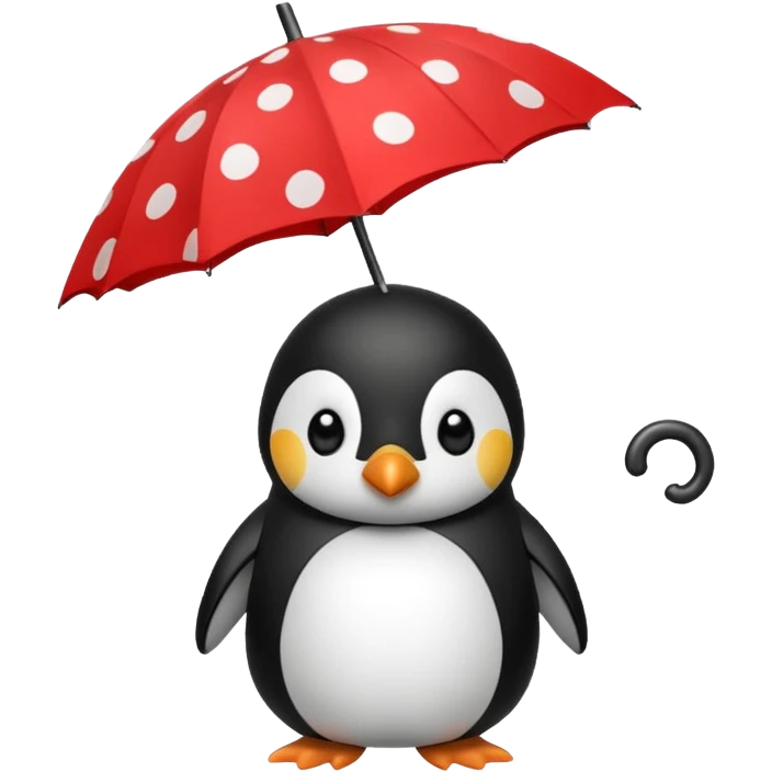 Penguin with red polka-dot umbrella emoji
