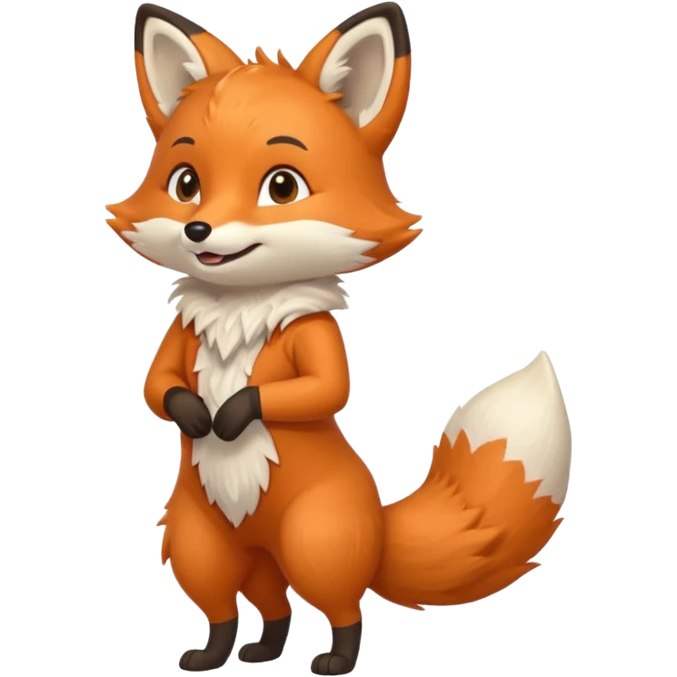 A cute fox emoji, full body, standing in side view. emoji