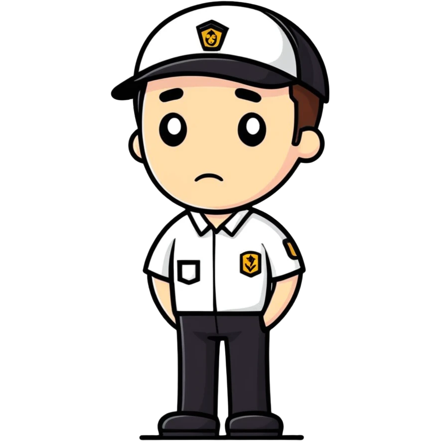 emoji of delivery man is going somewhere to the right , he is sad, he is dressed in work uniform emoji