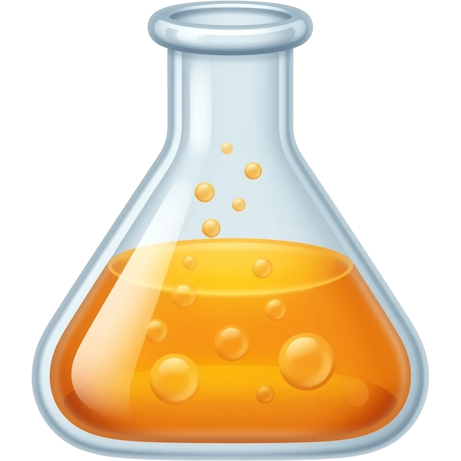 tubo de ensayo burbujeante con liquido naranja emoji