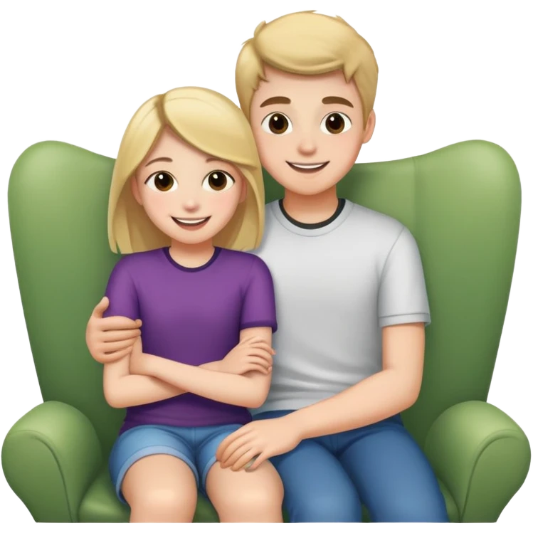 A teen girl sitting on a teen boy’s lap emoji