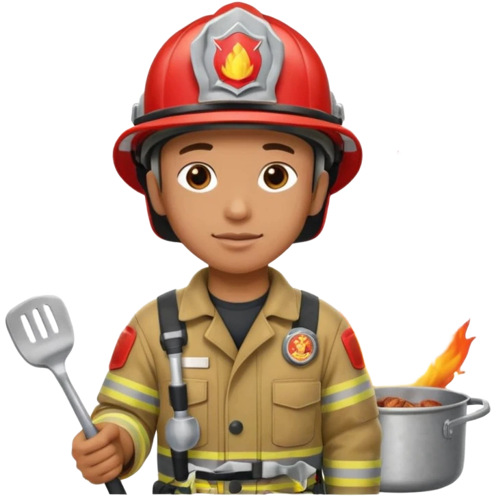 Firefighter cooking meat on a building fire emoji