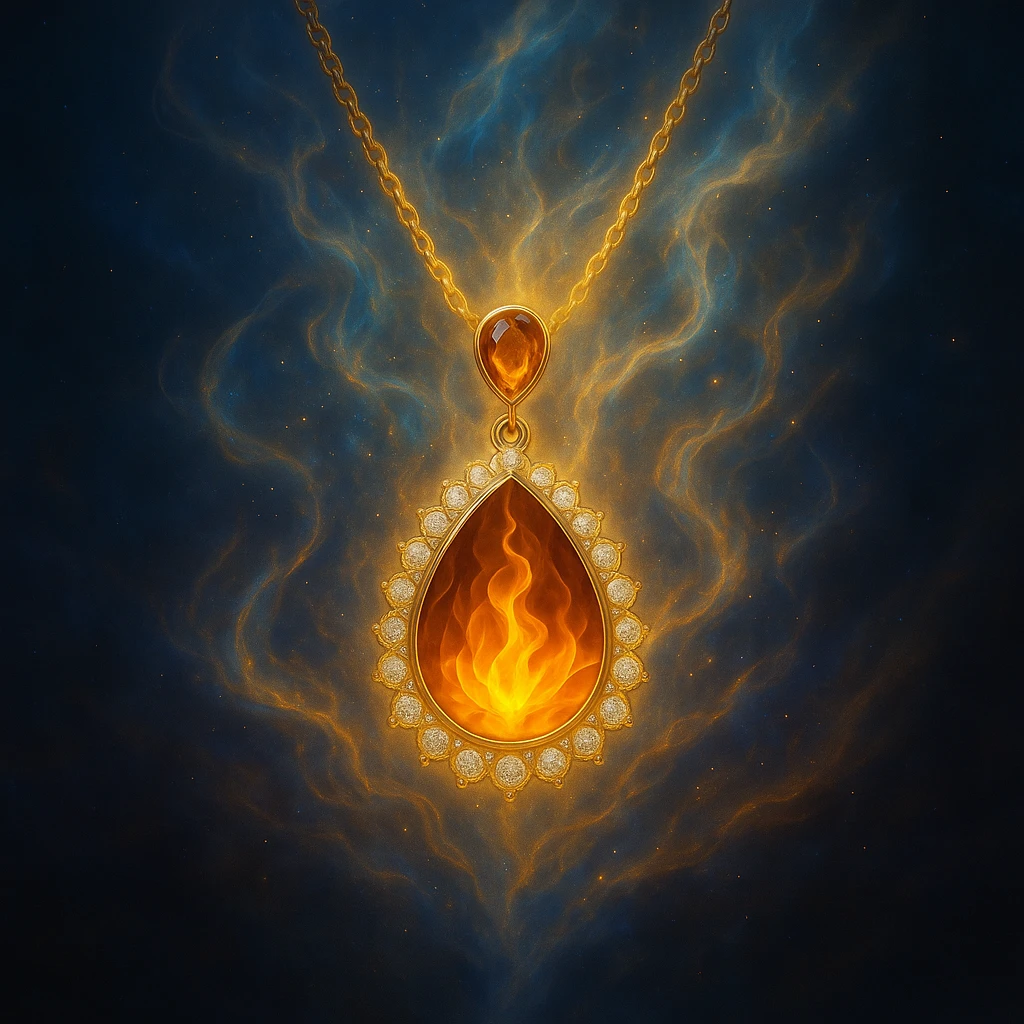 Make the necklace floating and ethereal, with a glowing aura emoji