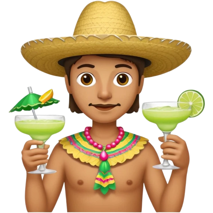 😔 wearing sombrero with a margarita  emoji