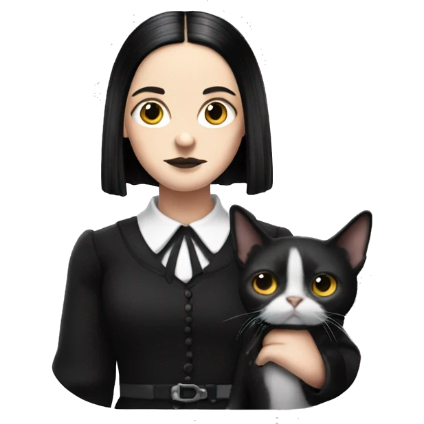  wednesday addams with thing on a shoulder emoji