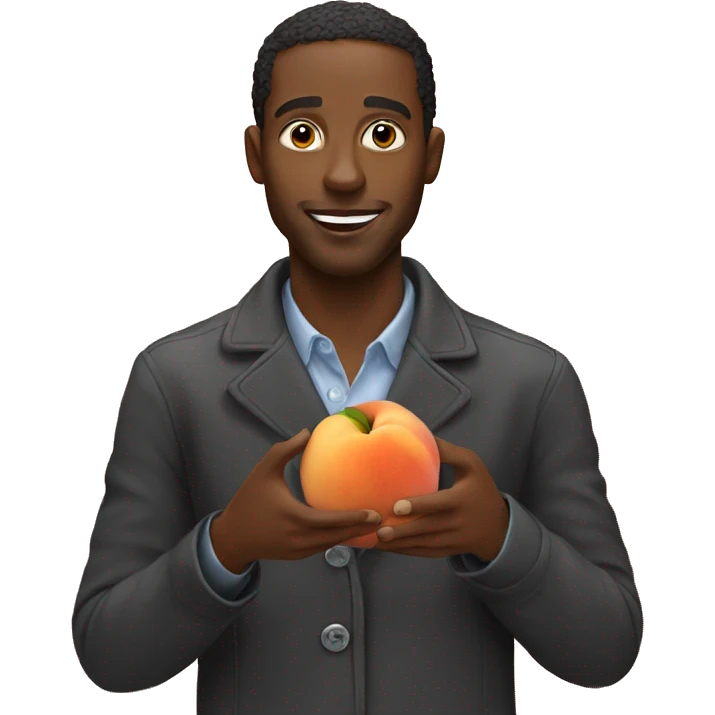 Black man eating a peach  emoji