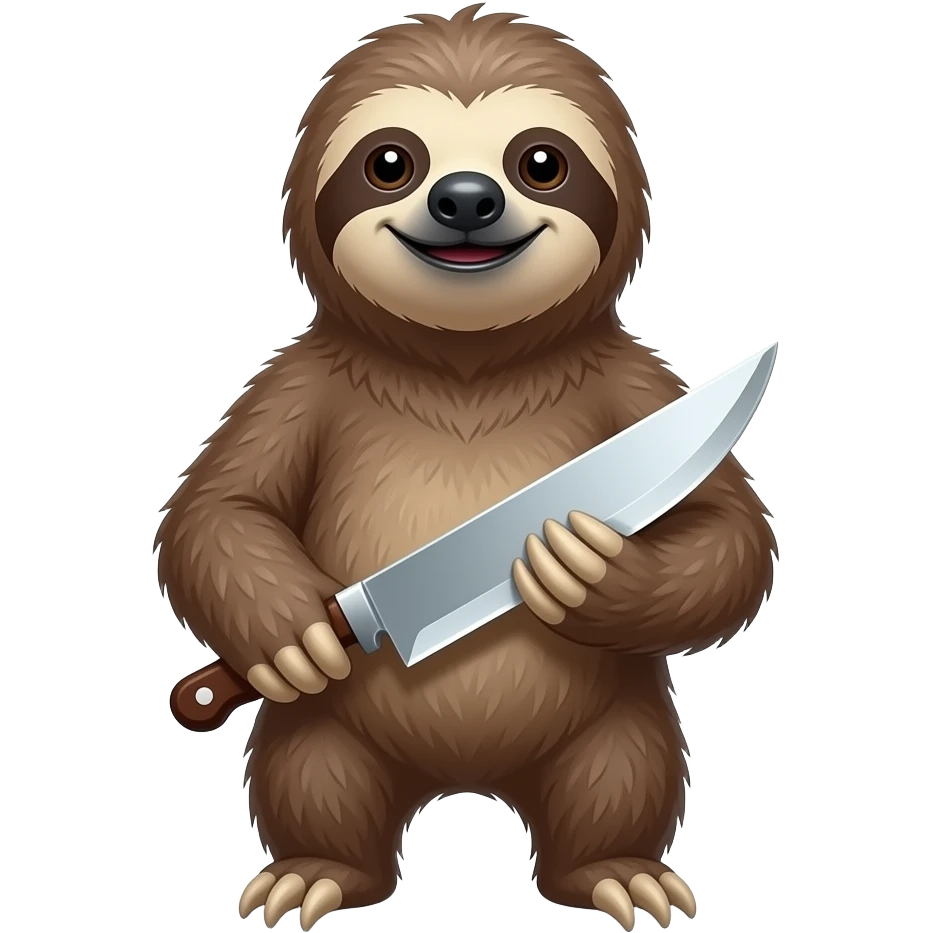 looking askance going smiling evil killer sloth w big knife emoji