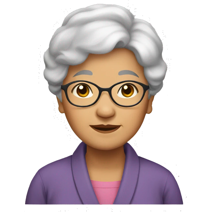 Asian Grandma black hair with love emoji