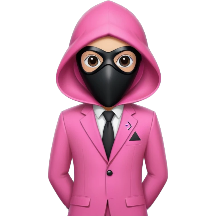 Squid Game guard with pink suit and black mask with triangle symbol emoji