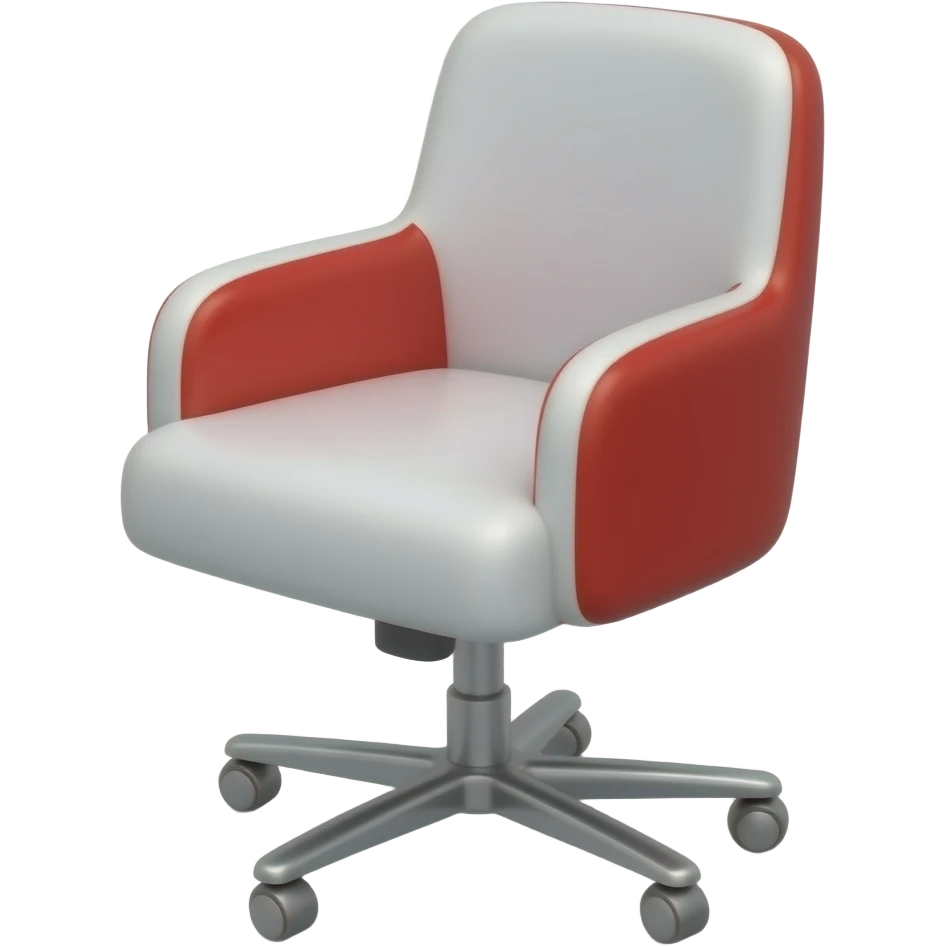 Realistic white and red chair with silver feet emoji