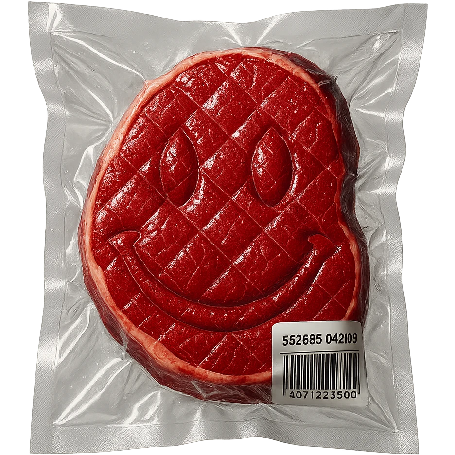 diamond-textured meat steak, shiny and inflated, no background emoji