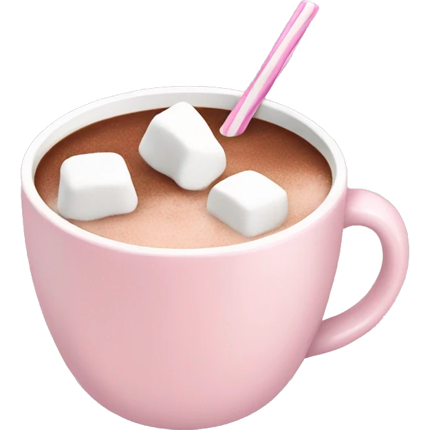 Light Pink mug of hot chocolate with marshmallows  emoji