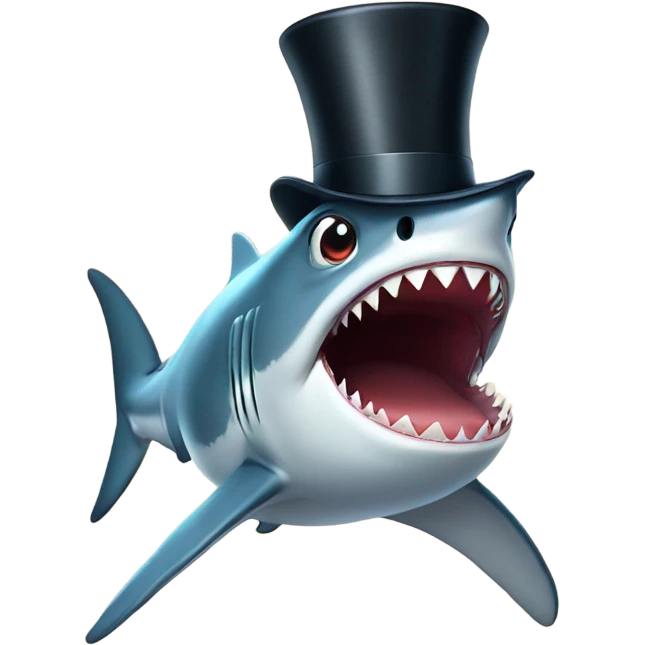Shark with a top hat emoji