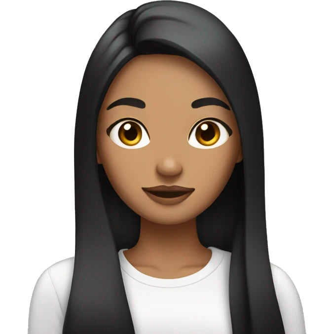 Woman with light tan skin and long black straight hair doing her skincare emoji