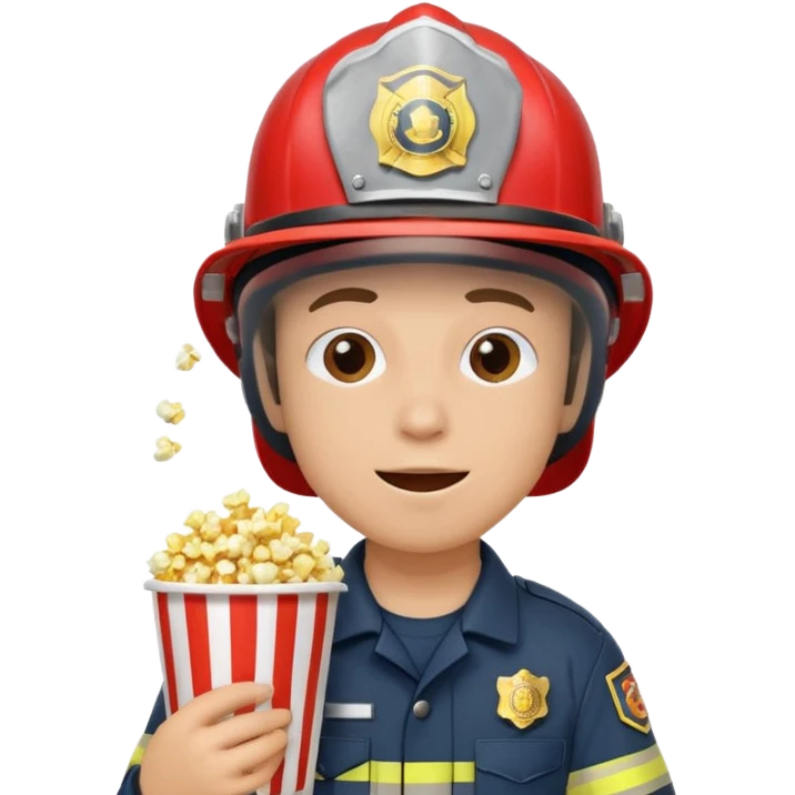 firefighter eating popcorn emoji
