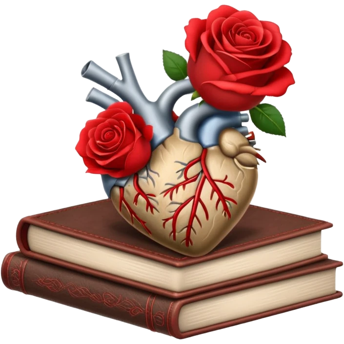 Gray anatomy heart with flower and books emoji
