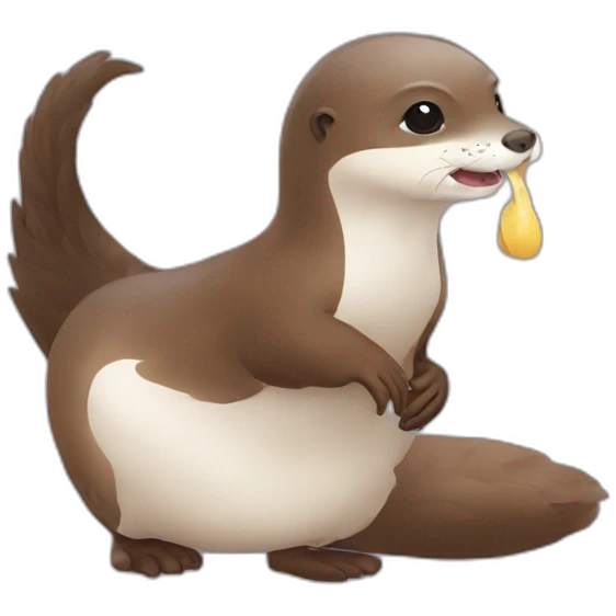 Loutre qui mange une poule emoji