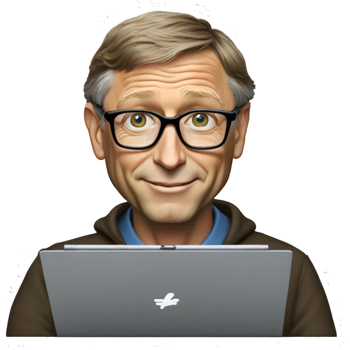bill gates with microsoft surface pro emoji