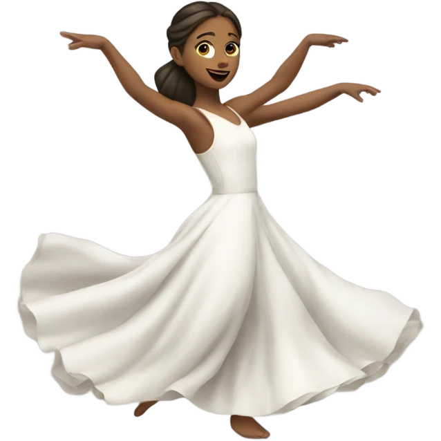 a girl in a white long dress dances a national Caucasian dance emoji
