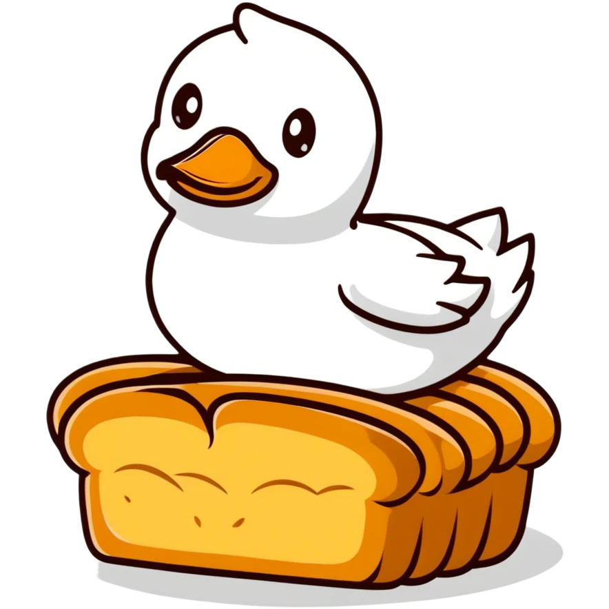 duck made of gluten emerging from bread loaf emoji