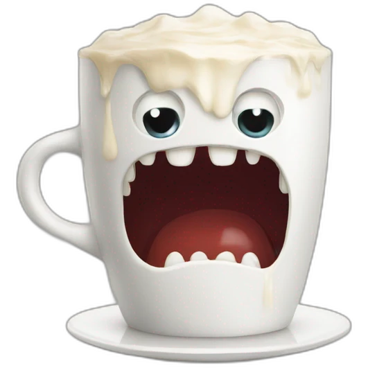 A Monster drinking Flat white emoji