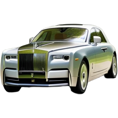 Rolls-Royce Phantom (2022) – cinematic-realistic Rolls-Royce Phantom emoji, its polished silver frame glistening under the sun as it glides down a winding, tree-lined road. The iconic Spirit of Ecstasy hood ornament stands proudly, the V12 engine hums silently as the car cuts through the serene countryside, embodying elegance and power. emoji