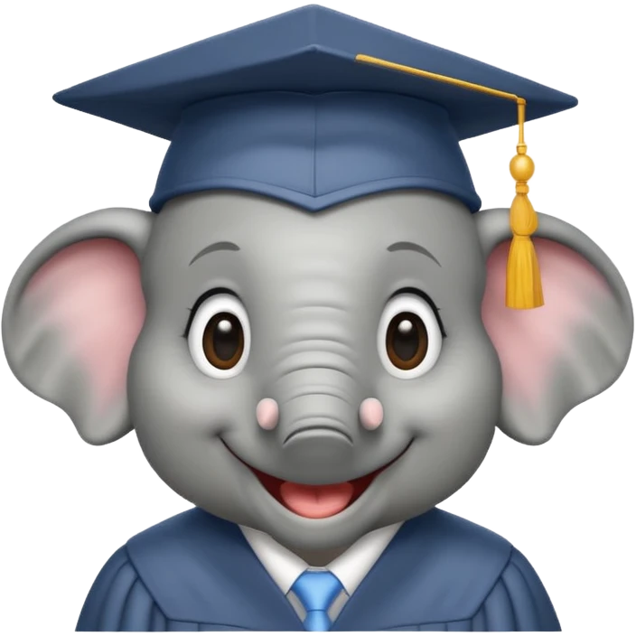 happy elephant wearing a graduation cap emoji