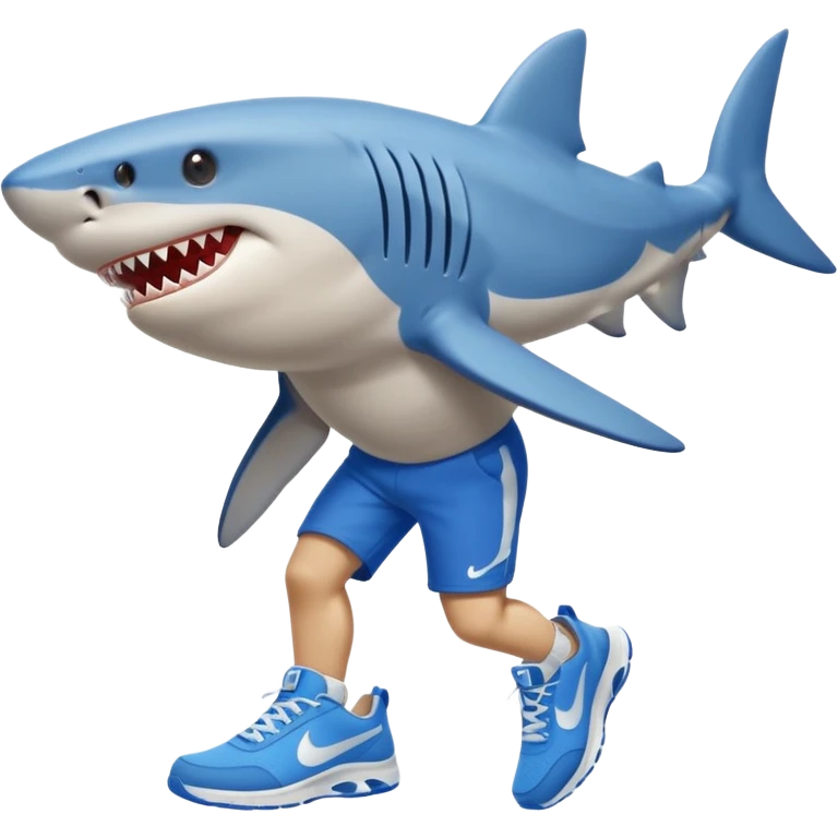 Shark with legs using blue Nike snicker  emoji