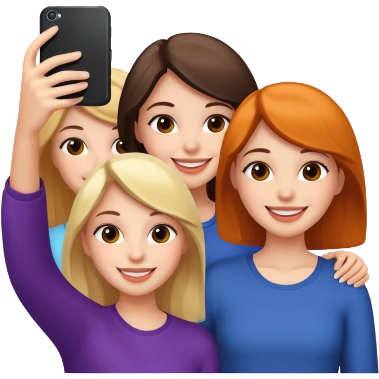 Three girls taking selfie emoji
