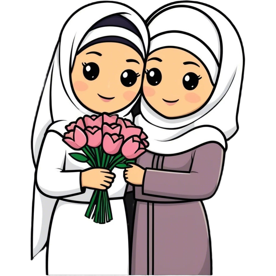 Arab feature couple with soft life aesthetic similar to WhatsApp sticker style   emoji