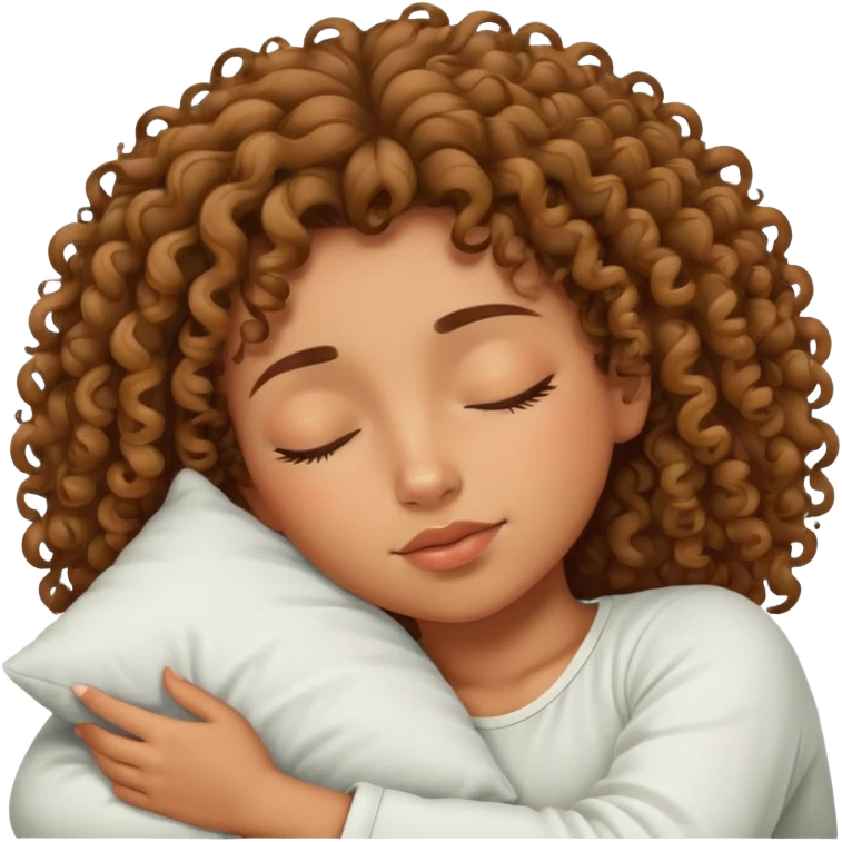 tan girl with curly hair sleeping emoji