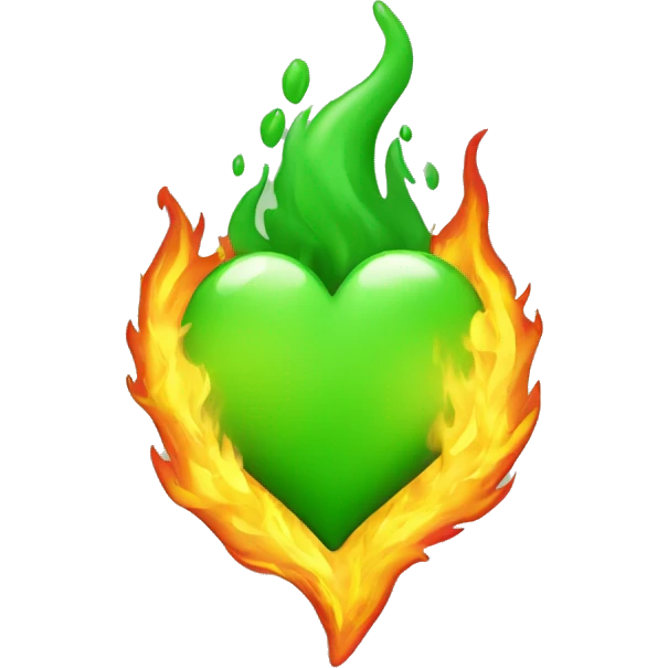 The green heart is on fire emoji