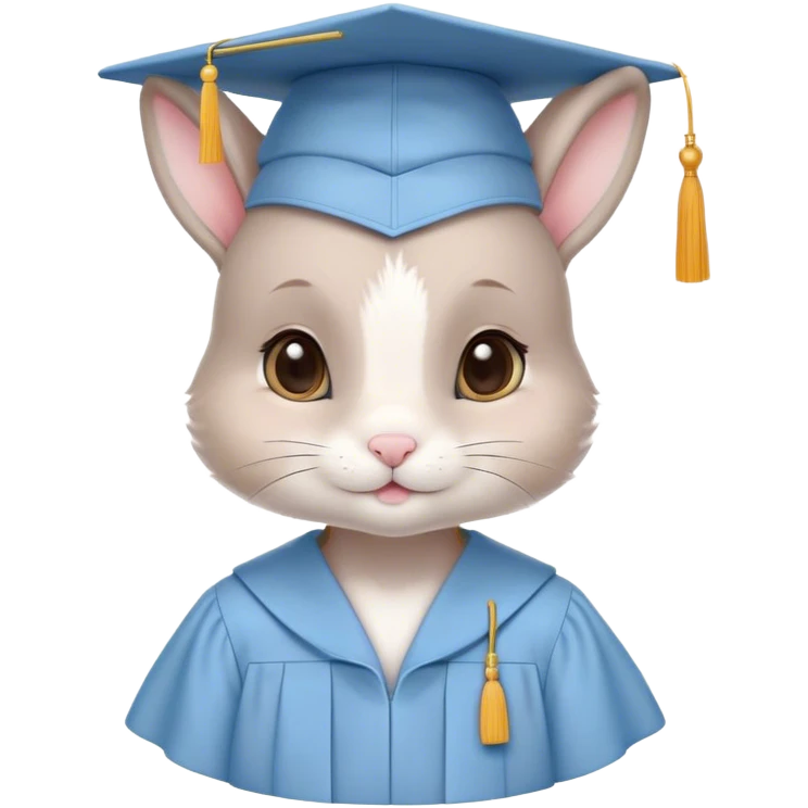 CUTE LITTLE BUNNY in LIGHT BLUE graduation uniform graduation cap emoji