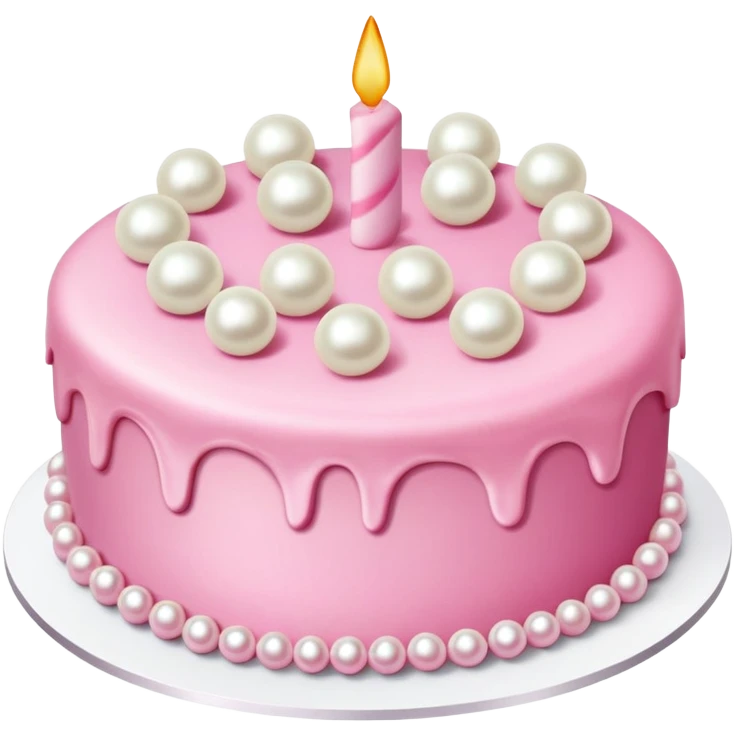 pink cake decorated with pearls emoji