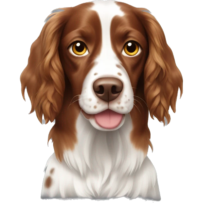 Long hair Brittany spaniel with spots emoji