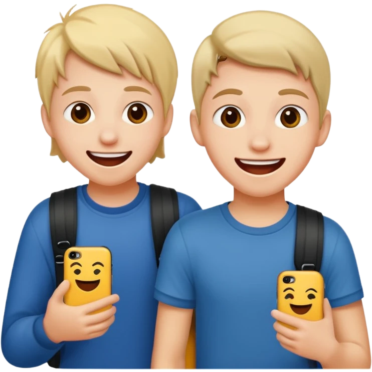 two teenager sneaking emoji