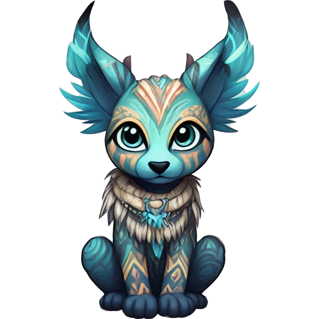cute Kawaii edgy ethereal shy epic tribal fantasy animal fursona Fionbri creature by griffsnuff & LiLaiRa & Falvie with exotic colors with intricate patterns full body emoji