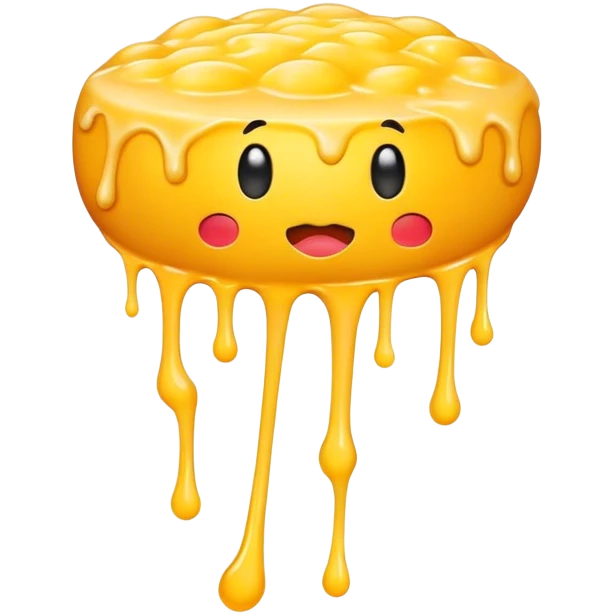 Bright yellow melting cheese ball no face emoji